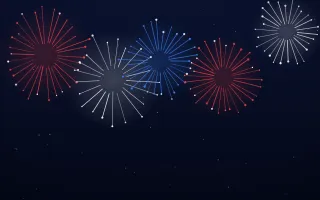 Patriotic Sky III — dark blue, red and white firework background, variation III