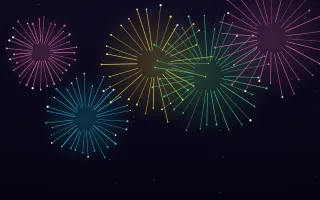 Rainbow Festival — dark black, pink and teal firework background