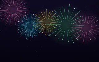 Rainbow Festival II — dark black, pink and teal firework background, variation II
