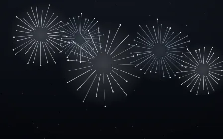 Silver Midnight — dark black, white and blue firework background