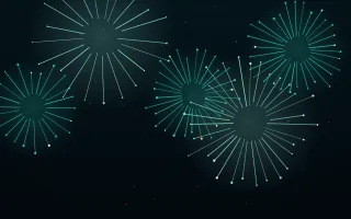 Teal Glow Show — dark black and teal firework background