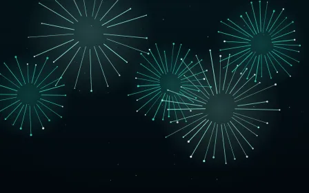 Teal Glow Show — dark black and teal firework background