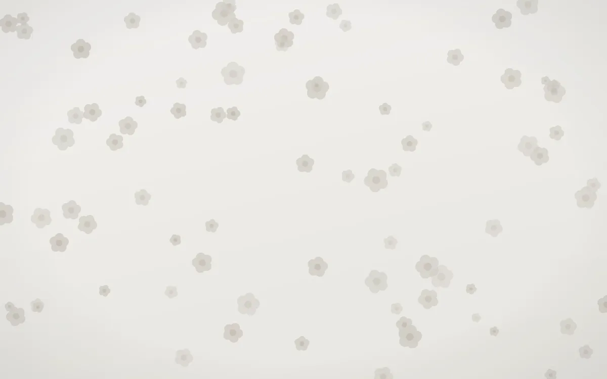 Fogline Blooms — light grey, orange and white floral background