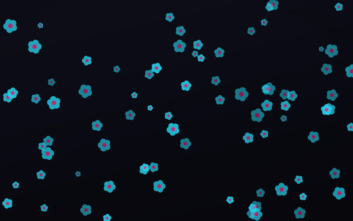 Neonline Blooms — dark teal, pink and black floral background
