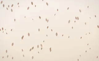 Mocha Milk Leaves III — light orange and white floral background, variation III