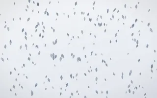 Slate Mist Leaves Dense II — light blue and white floral background, variation II