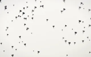 Inkline Tulips III — light grey and white floral background, variation III