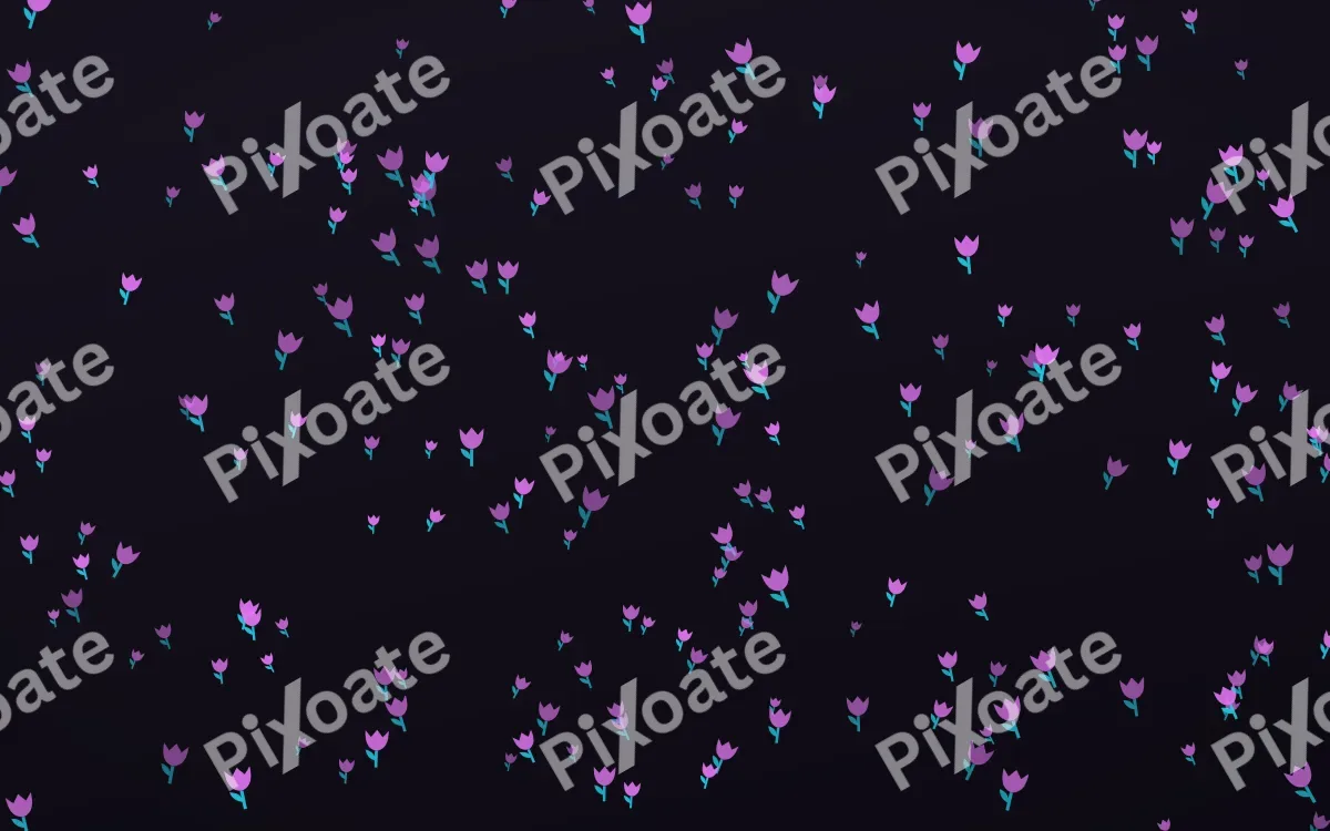 Neon Noir Tulips Dense — dark purple, teal and black floral background