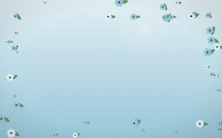 Clear Day Flower Border VI — light blue and green flower border background, variation VI