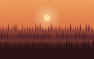 Ember Forest Dusk — colourful orange and red forest background