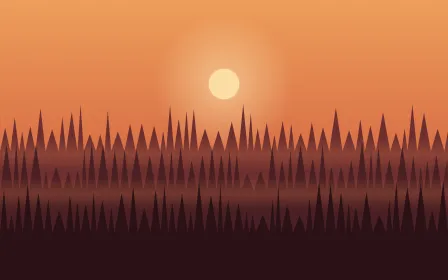 Ember Forest Dusk — colourful orange and red forest background