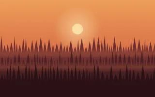 Ember Forest Dusk II — colourful orange and red forest background, variation II