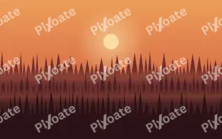 Ember Forest Dusk II — colourful orange and red forest background, variation II