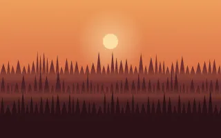 Ember Forest Dusk III — colourful orange and red forest background, variation III