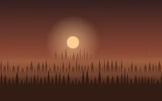 Ember Woodline II — dark red and brown forest background, variation II