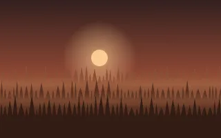 Ember Woodline III — dark red and brown forest background, variation III