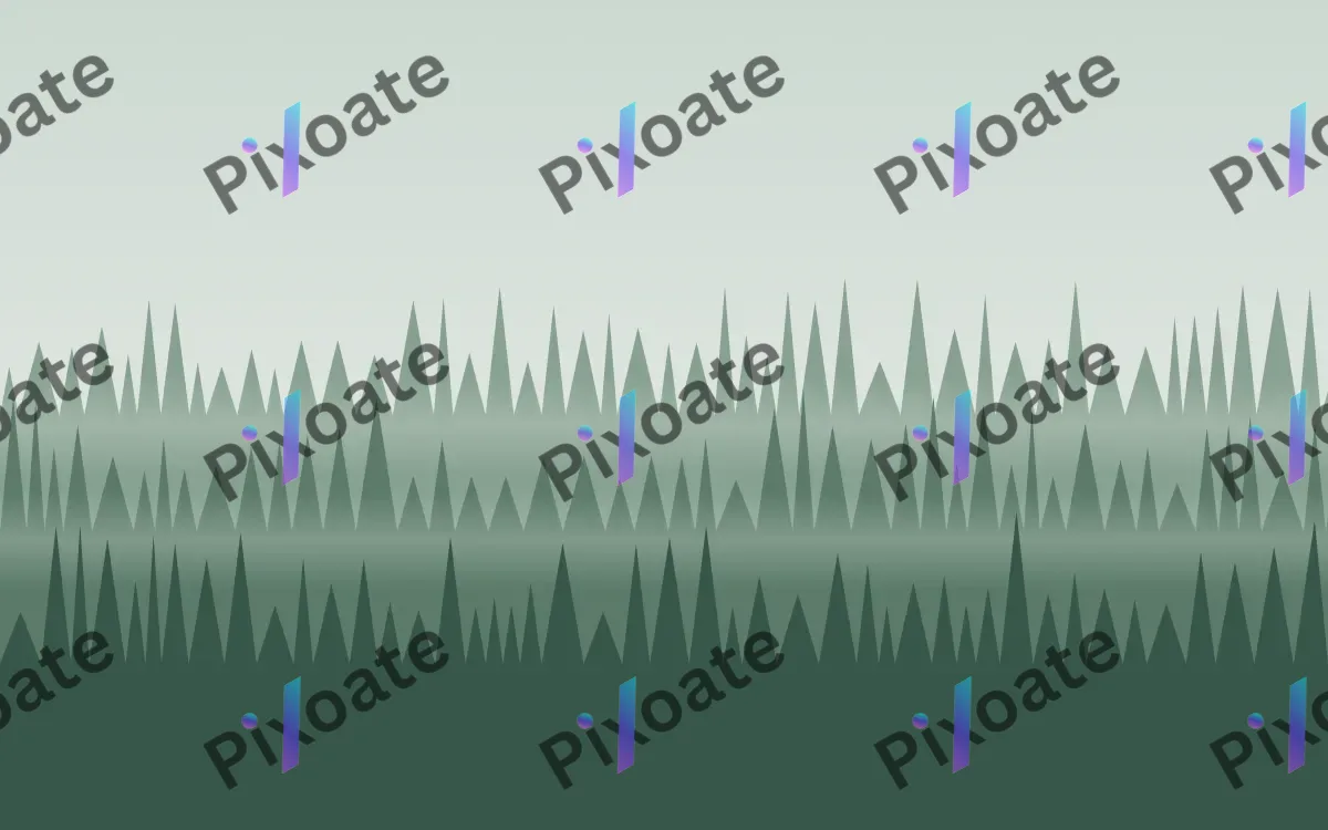 Misty Fir Morning — light grey and green forest background