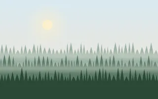 Misty Pines — colourful blue and green forest background