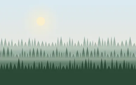 Misty Pines — colourful blue and green forest background