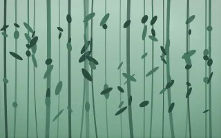 Ancient Pine Mist IV — dark green forest background, variation IV