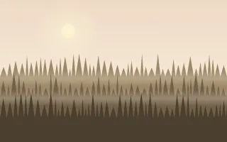 Spruce Dawn II — light beige, orange and brown forest background, variation II