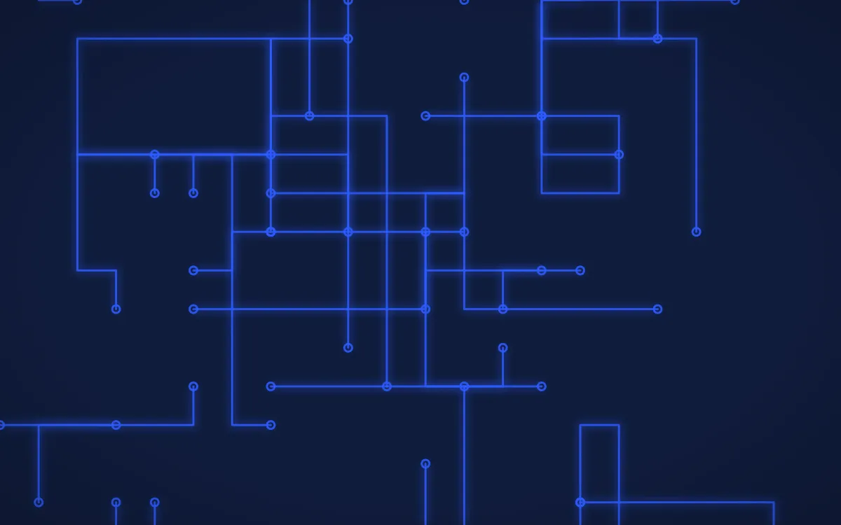 Klein Traces — dark blue futuristic background