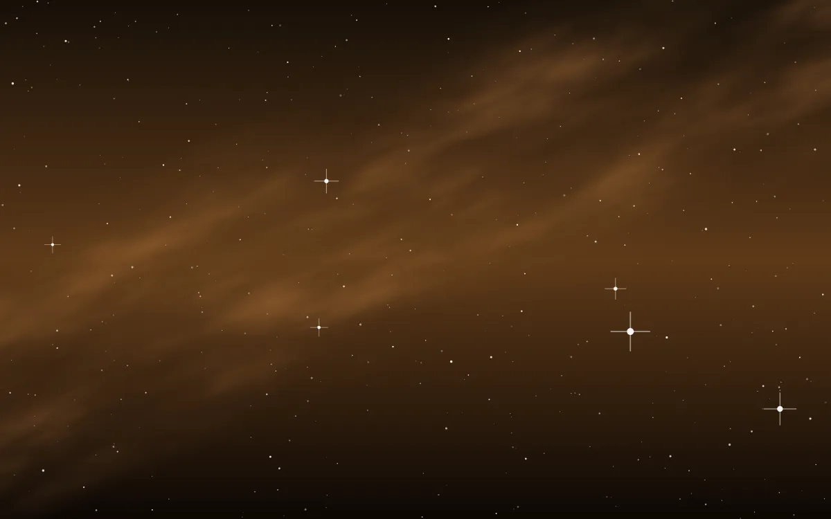 Amber Dust Lane Star Veil — dark black, brown and orange galaxy background