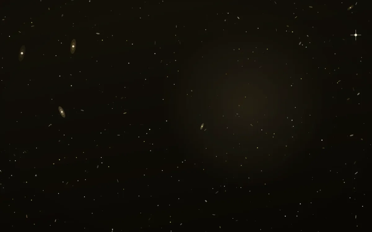 Baade's Window Deep Field — dark black, brown and yellow galaxy background