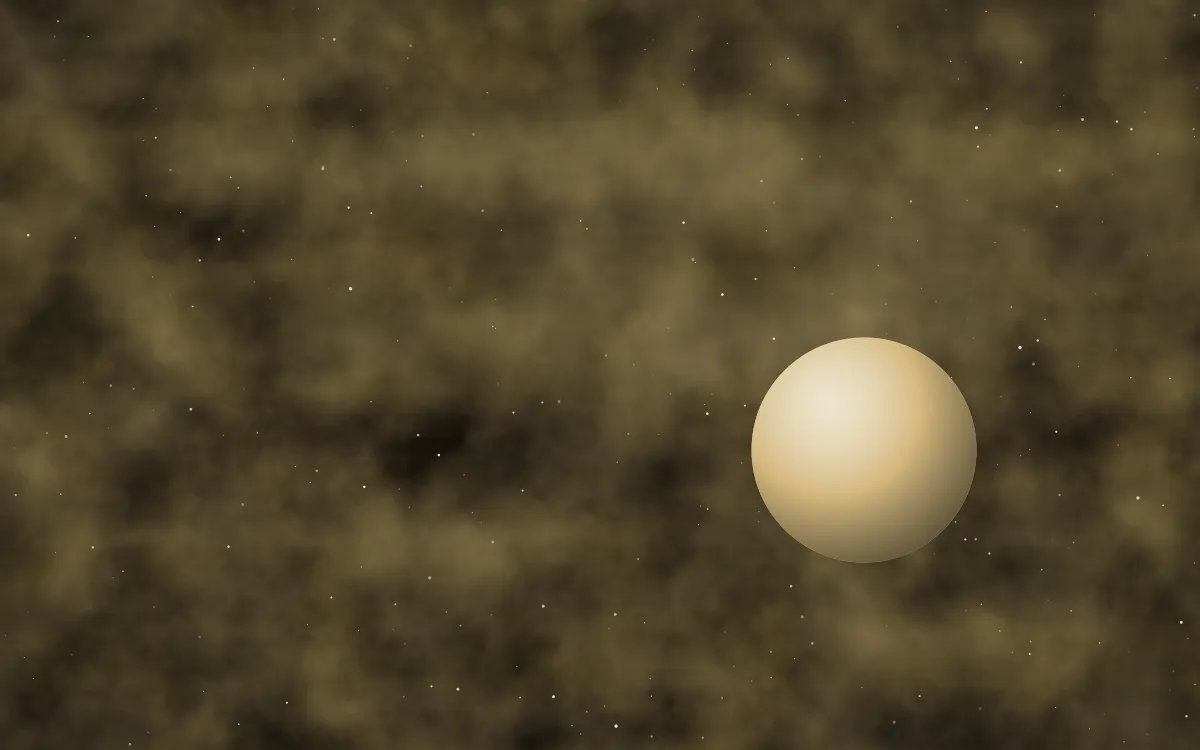 Baade's Window Planetfall — dark black, brown and yellow galaxy background