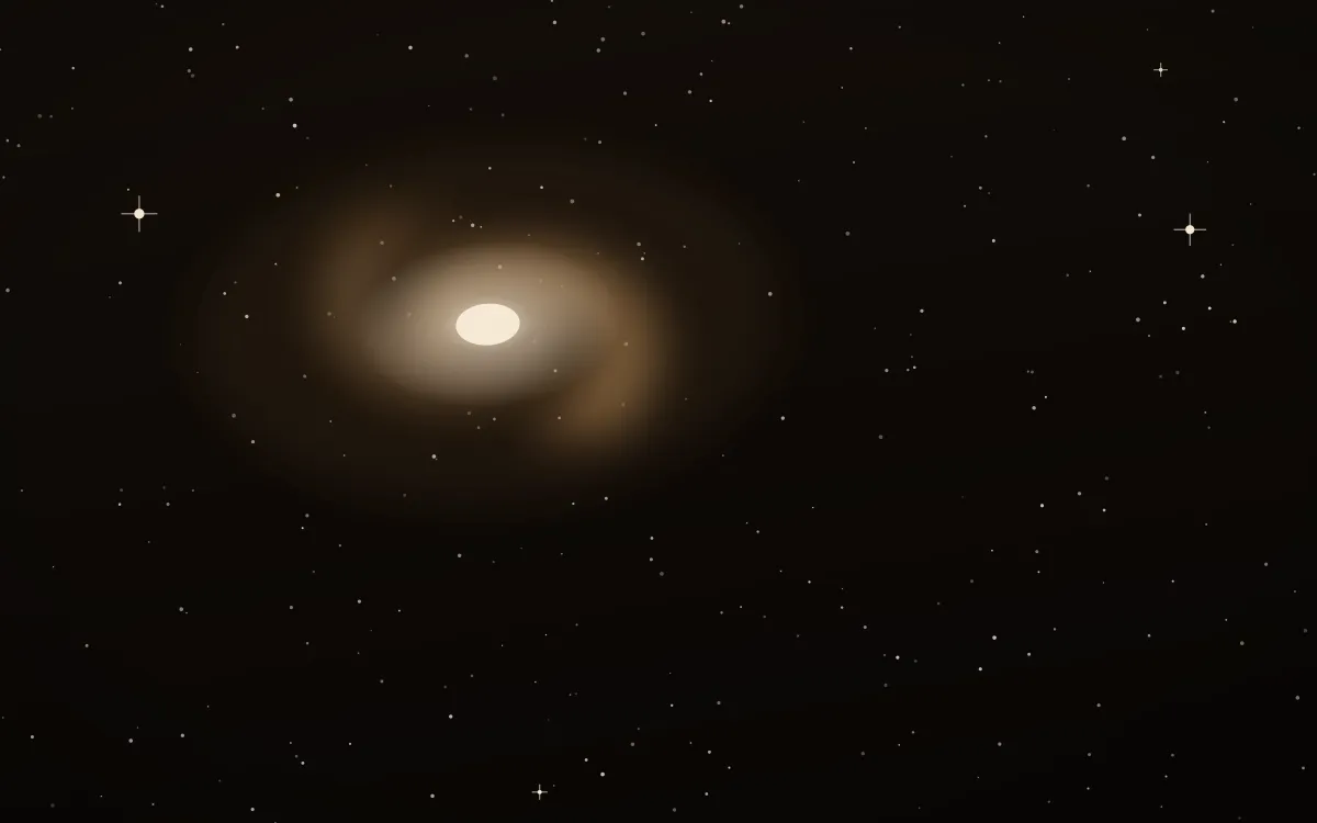Bronze Deep Field Spiral — dark black, brown and beige galaxy background