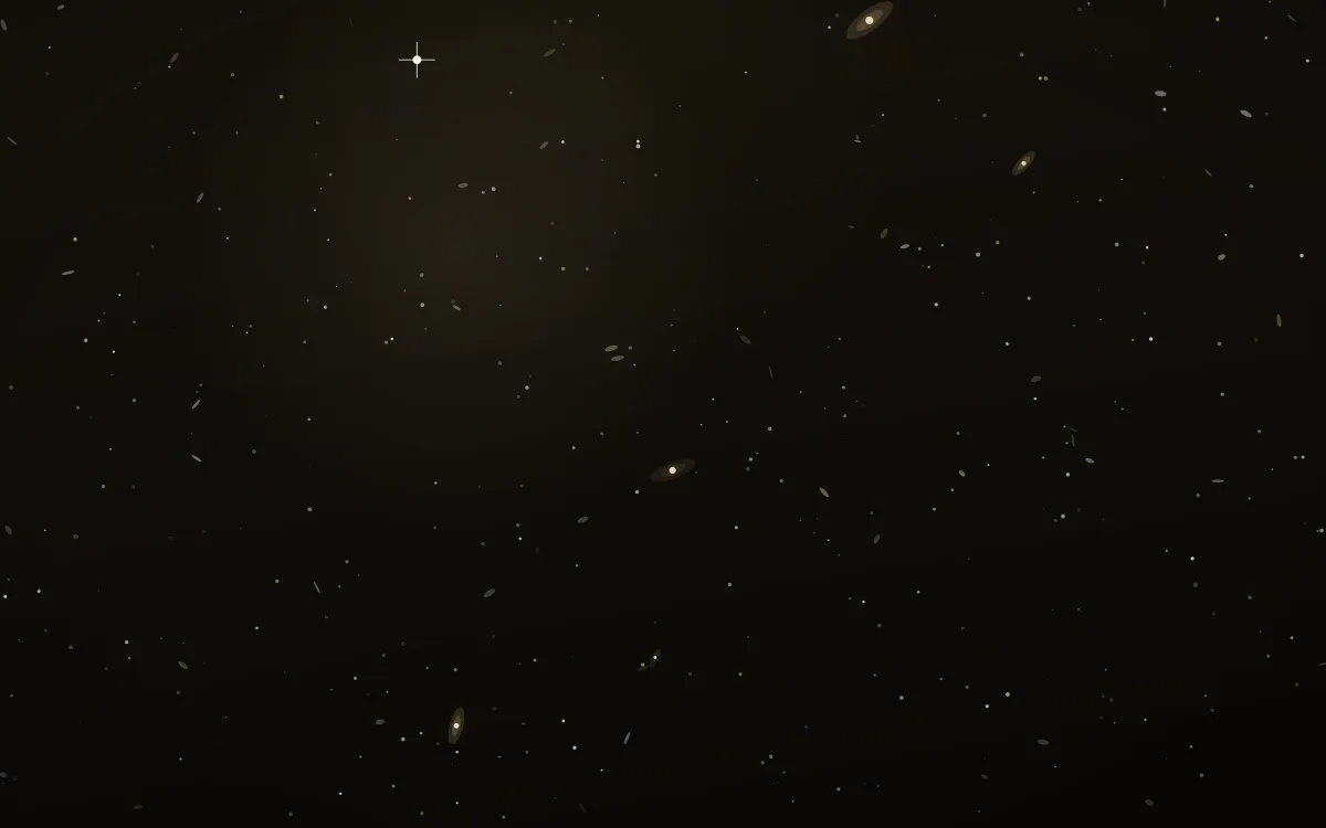 Champagne Halo Deep Field — dark black and yellow galaxy background