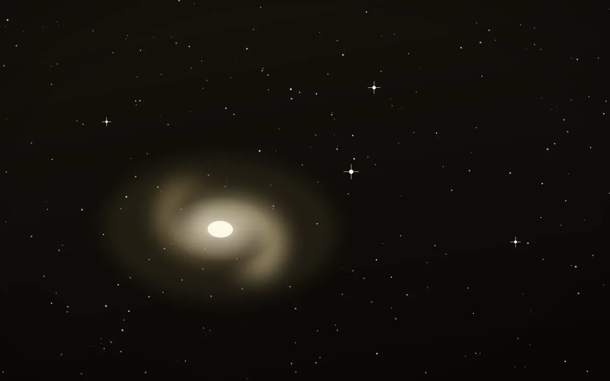 Champagne Halo Spiral — dark black, yellow and white galaxy background