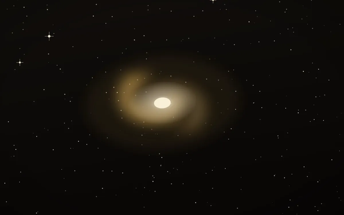 Cinder & Gold Spiral — dark black, brown and beige galaxy background