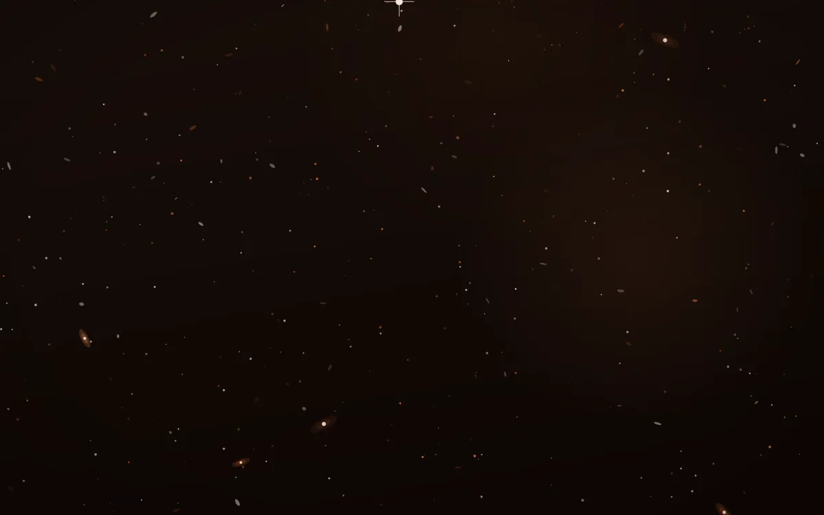 Copper Veil Deep Field — dark black, brown and orange galaxy background