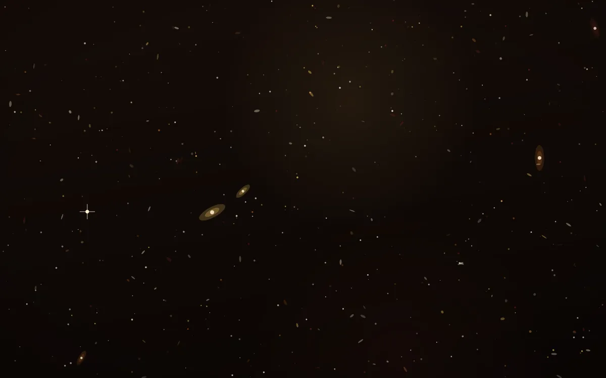 Crimson & Gilt Deep Field — dark black, brown and gold galaxy background