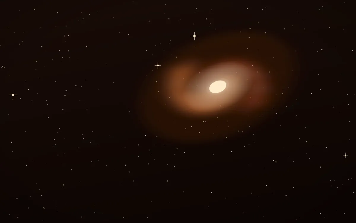 Ember Core Spiral — dark black, brown and beige galaxy background