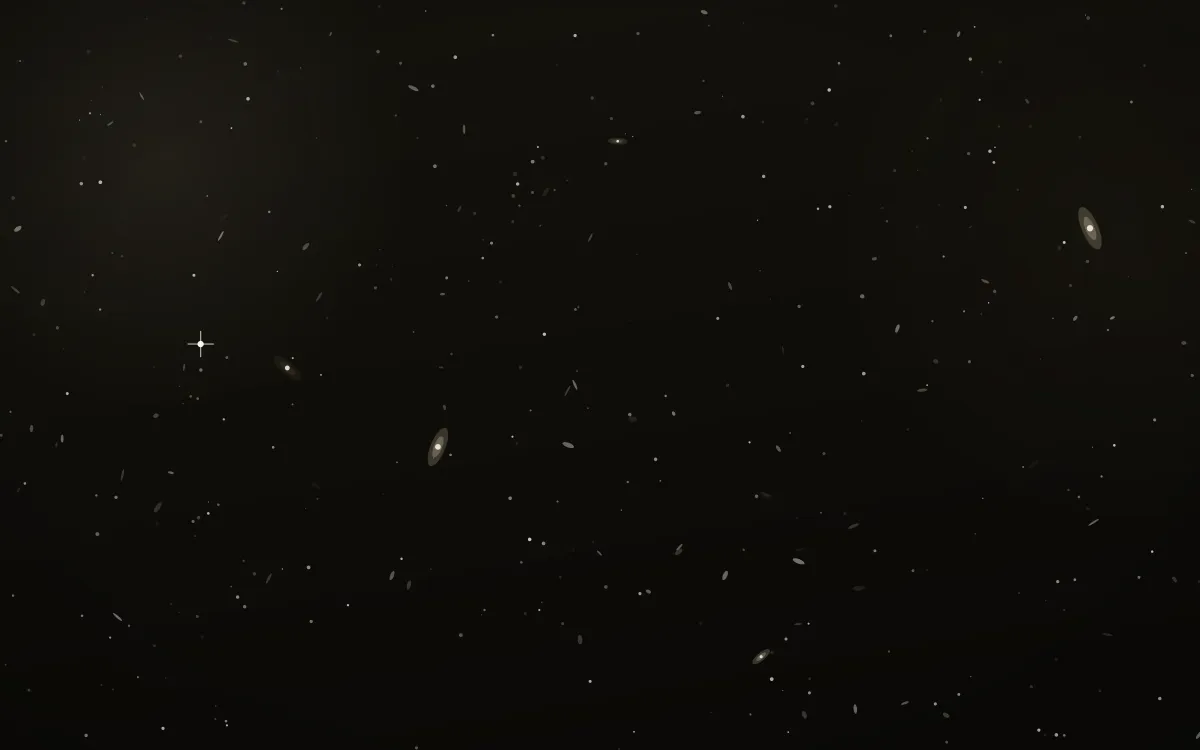 Ivory Dust Deep Field — dark black, orange and beige galaxy background