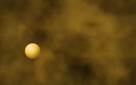 Marigold Arm Planetfall — dark black, orange and gold galaxy background