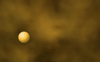 Marigold Arm Planetfall II — dark black, orange and gold galaxy background, variation II