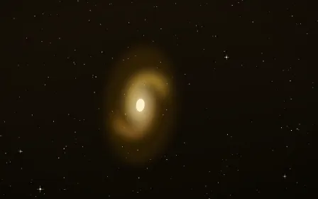 Marigold Arm Spiral — dark black, orange and beige galaxy background