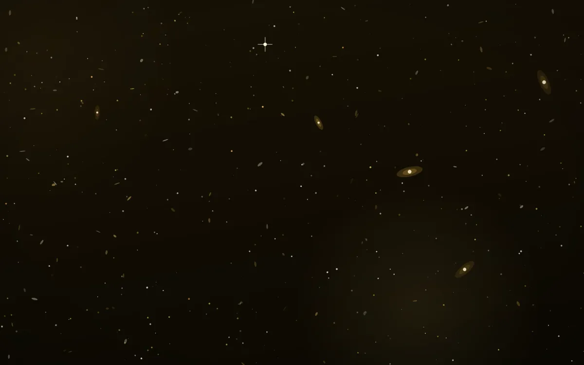 Midas Drift Deep Field — dark black, gold and yellow galaxy background