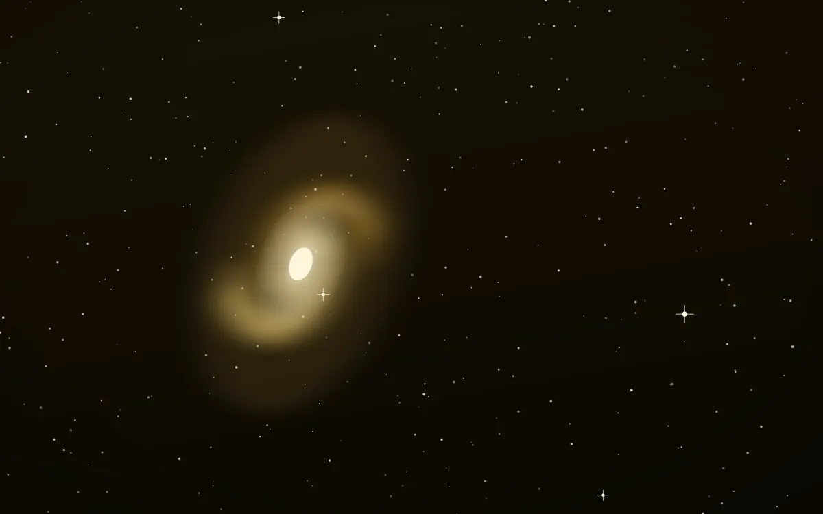 Midas Drift Spiral — dark black, gold and beige galaxy background