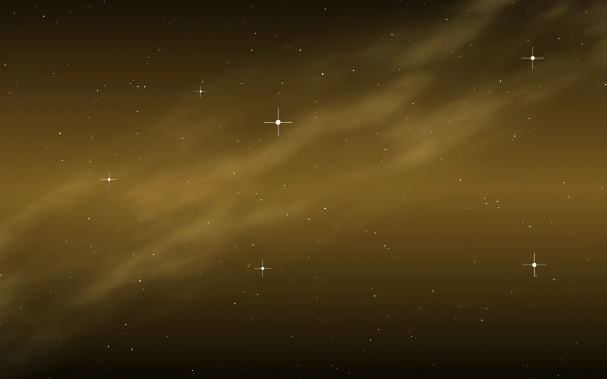 Midas Drift Star Veil — dark black, brown and yellow galaxy background