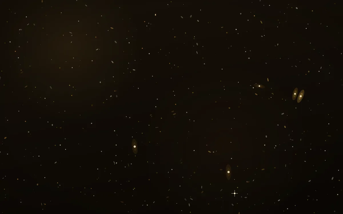Ochre Shoals Deep Field — dark black, brown and gold galaxy background