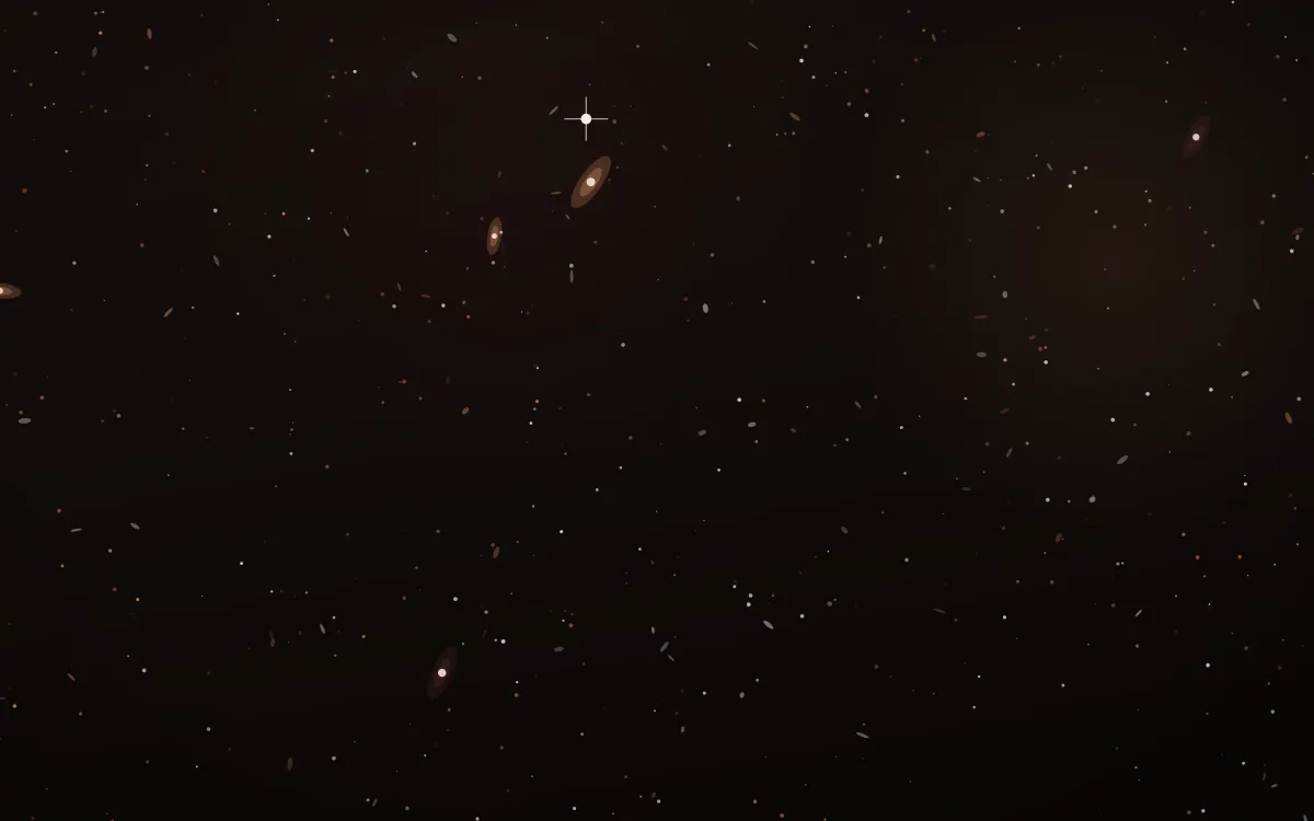 Rose Gold Reef Deep Field — dark black, red and orange galaxy background
