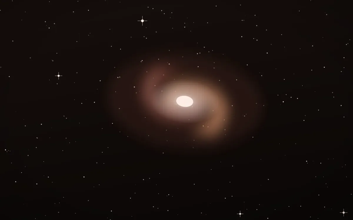 Rose Gold Reef Spiral — dark black, red and white galaxy background