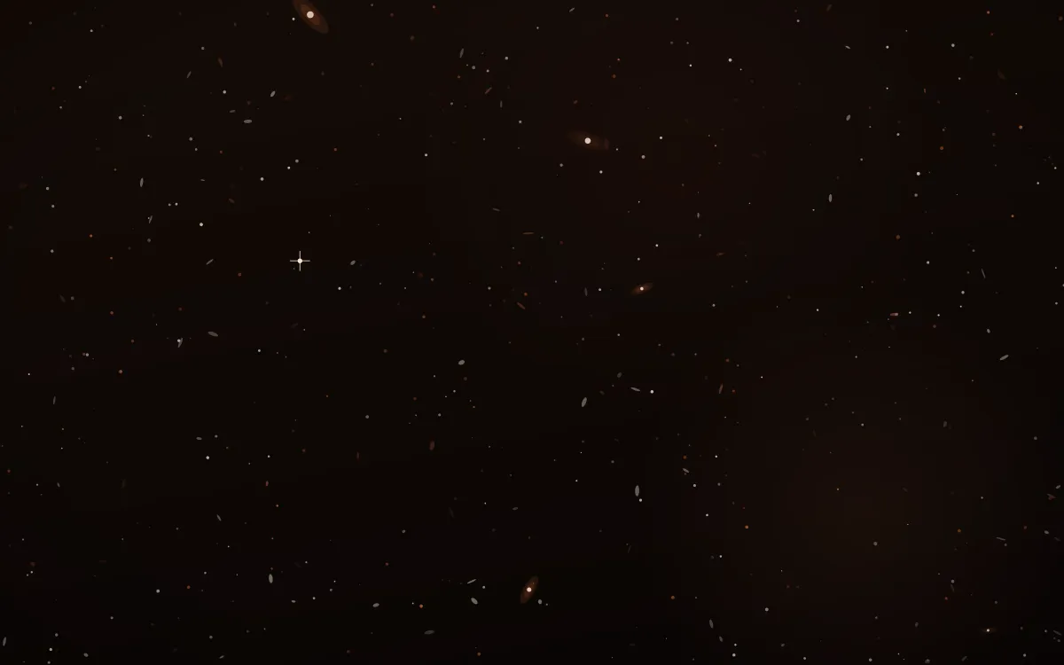 Russet Halo Deep Field — dark black, brown and orange galaxy background