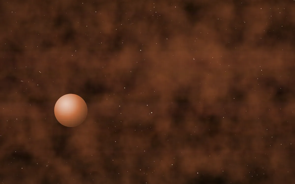 Russet Halo Planetfall — dark black, brown and orange galaxy background