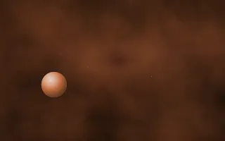 Russet Halo Planetfall III — dark black, brown and orange galaxy background, variation III