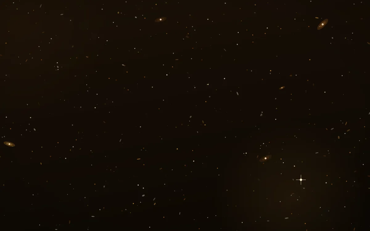 Saffron Nursery Deep Field — dark black and orange galaxy background